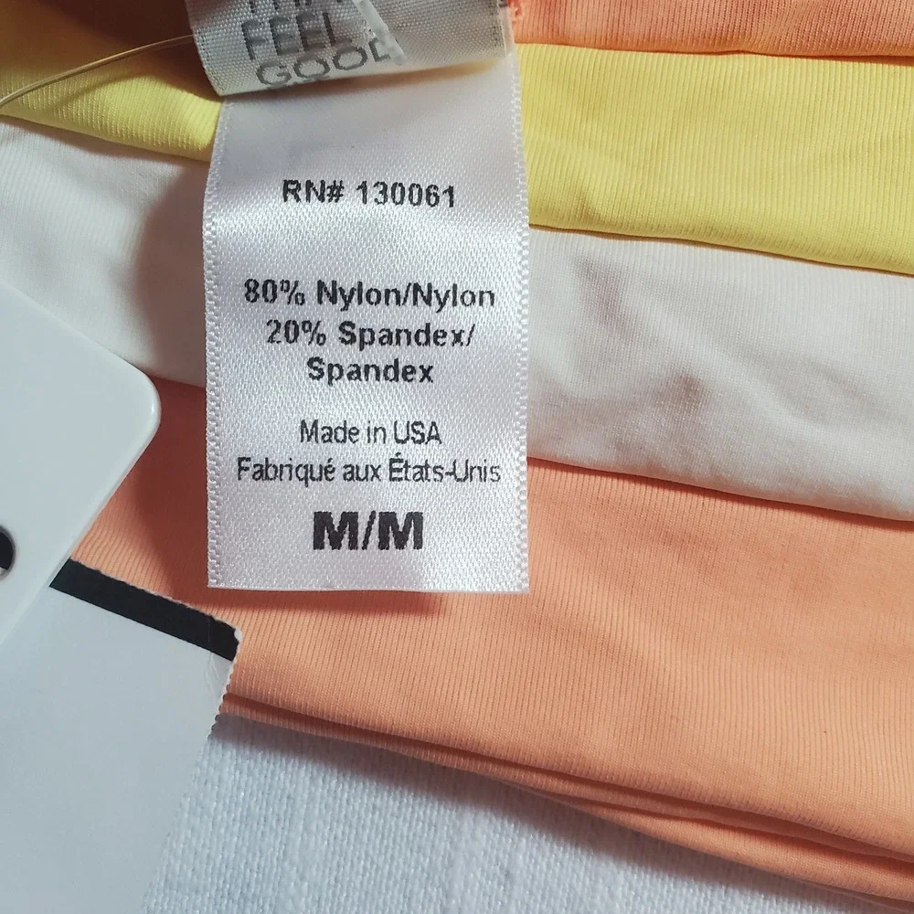L*Space Rebel Stripe Bikini Top Peach Orange Yellow Swimsuit Medium M NWT Retail